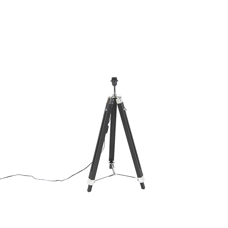 Stehleuchte schwarz mit taupe Leinenschirm 45 cm - Tripod