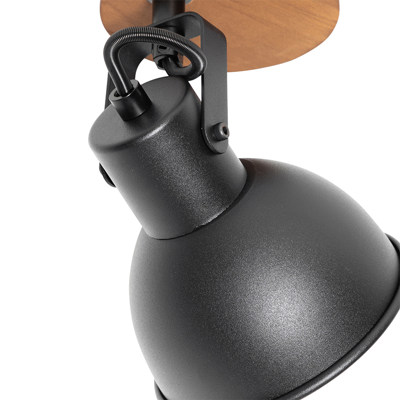 Foco industrial negro con madera inclinable - Tommy