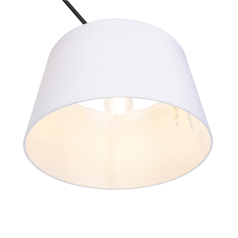 Lámpara colgante negra con pantalla de lino blanca 35 cm - Blitz