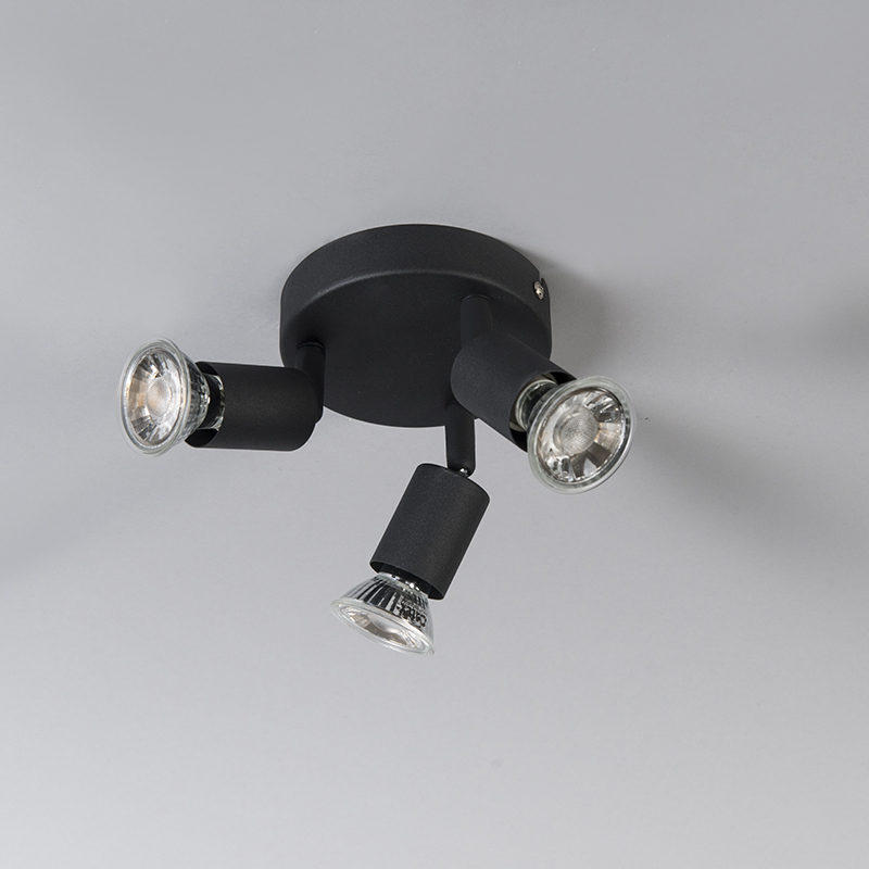 Industrial Spot Black Tiltable Round 3-Light - Jeany