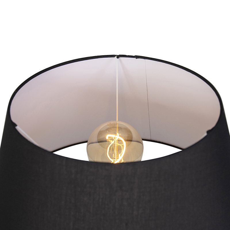 Lampadaire industriel sur trépied en bois avec capot noir - Rio