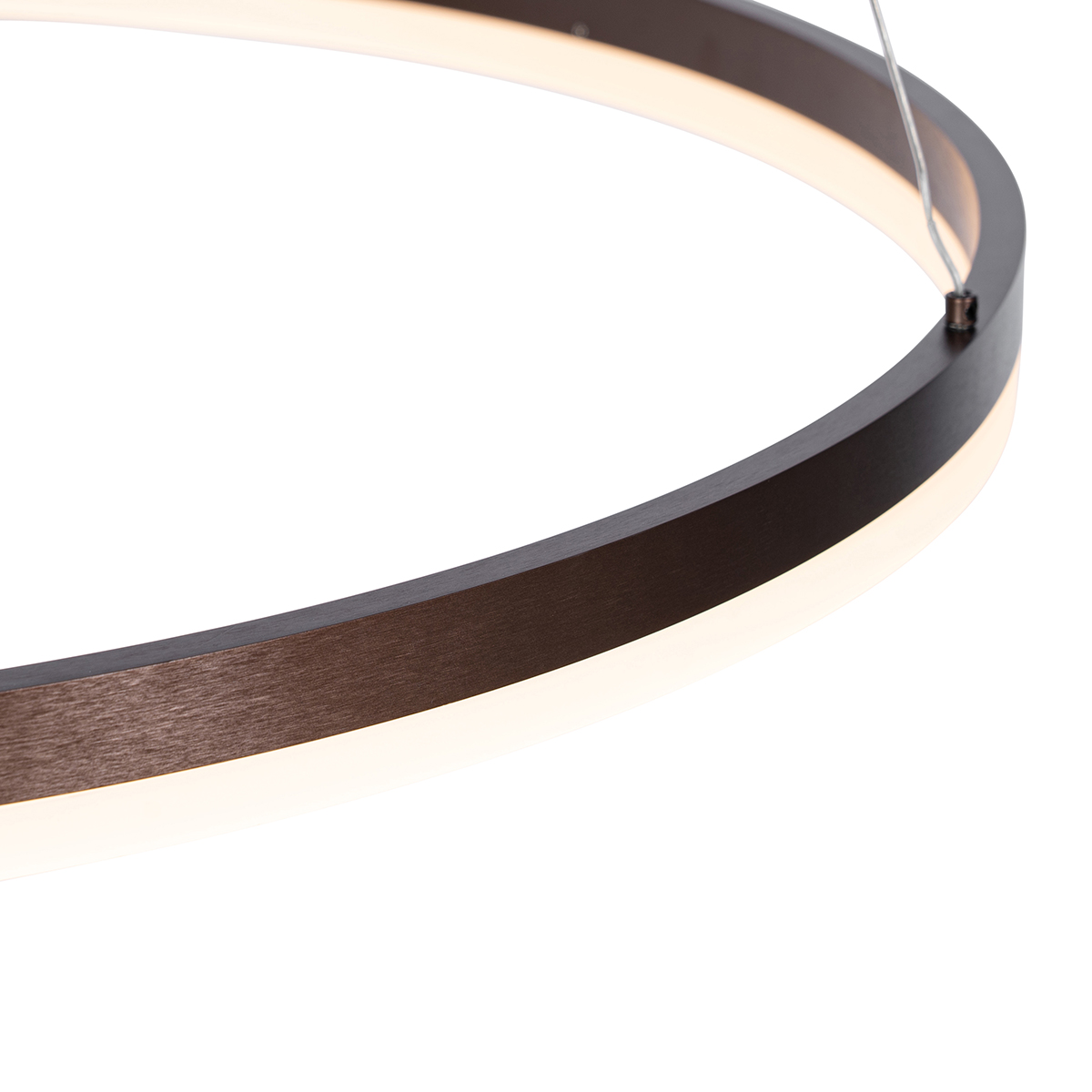 Lámpara colgante de bronce oscuro 80 cm con LED regulable en 3 pasos - Anello