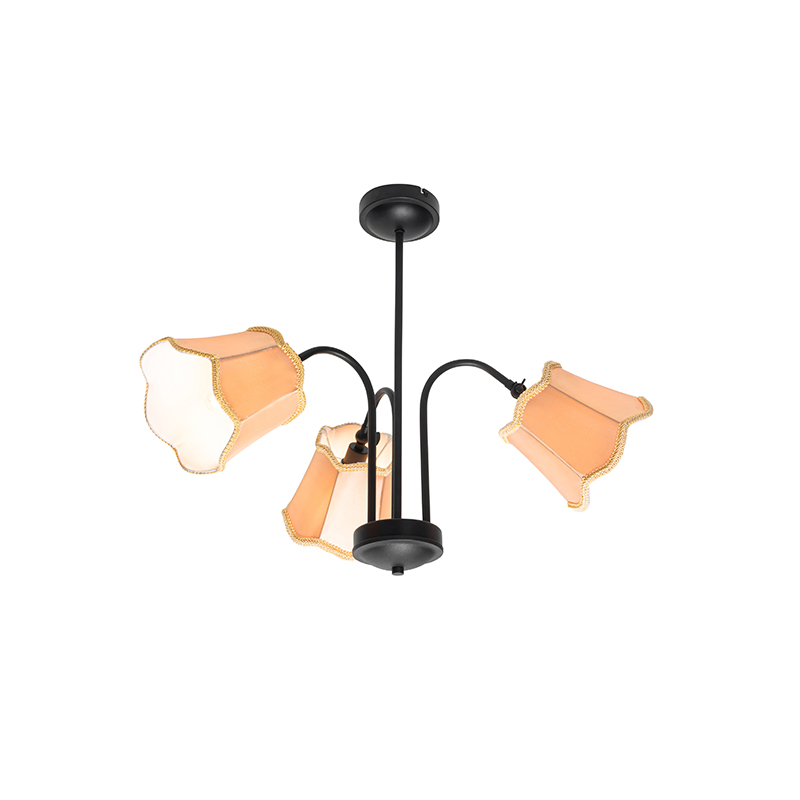 Classic Ceiling Light Black with Gold Lampshade 3-Light - Nona