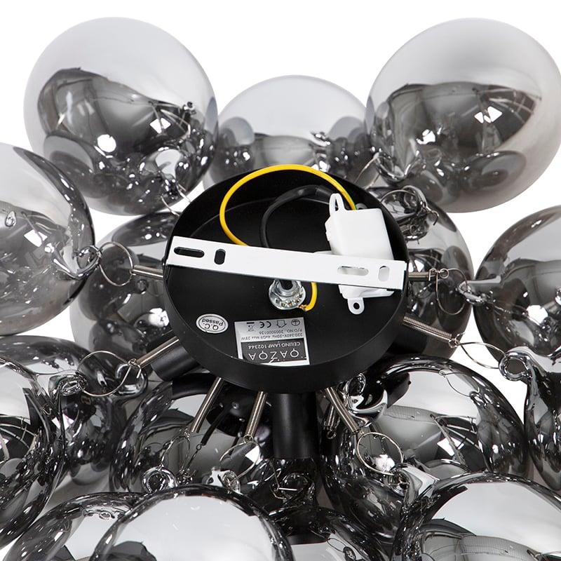 Design Ceiling Light Black with Smoke Glass 4-Light - Uvas