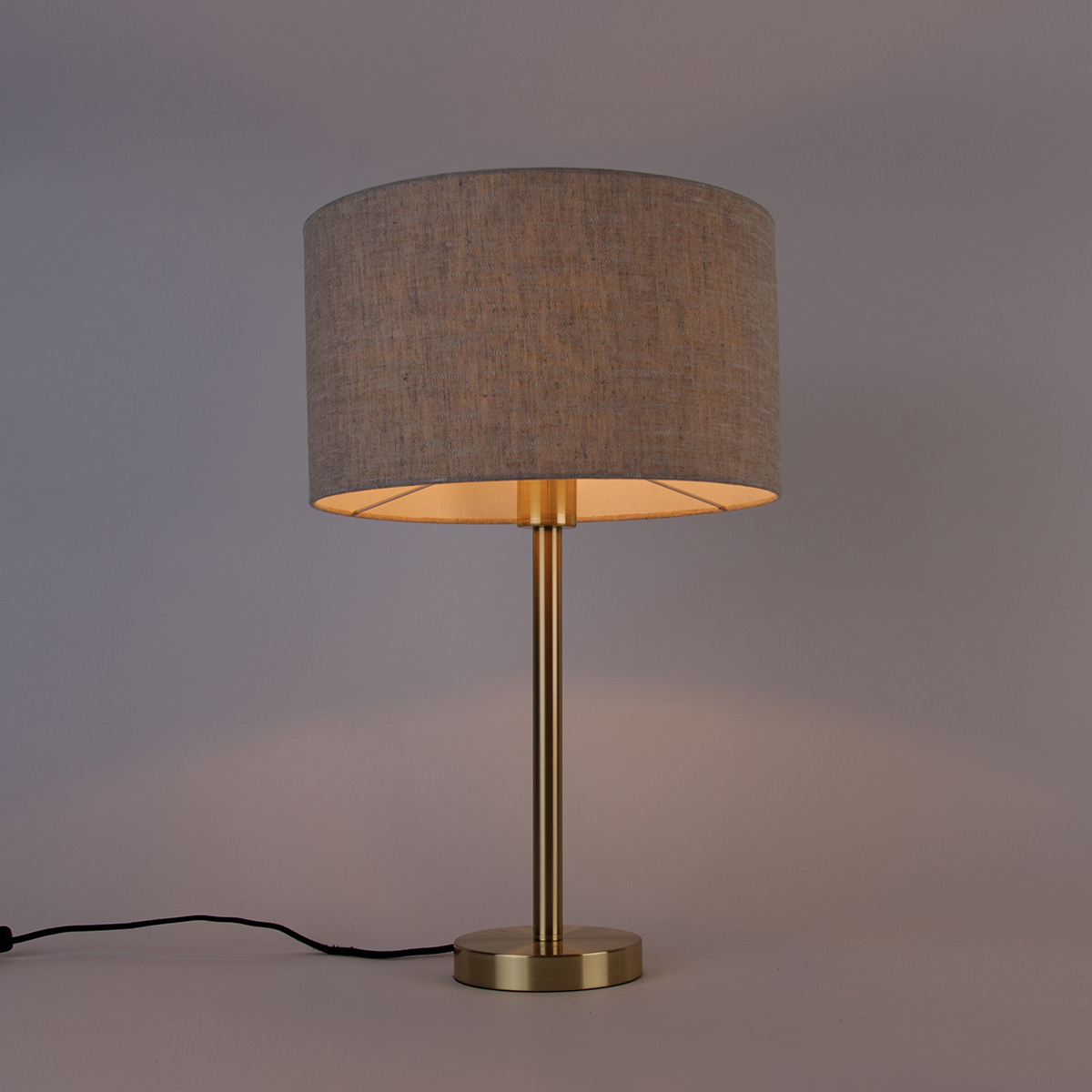 Lámpara de mesa clásica de latón con pantalla gris claro 35 cm - Simplo