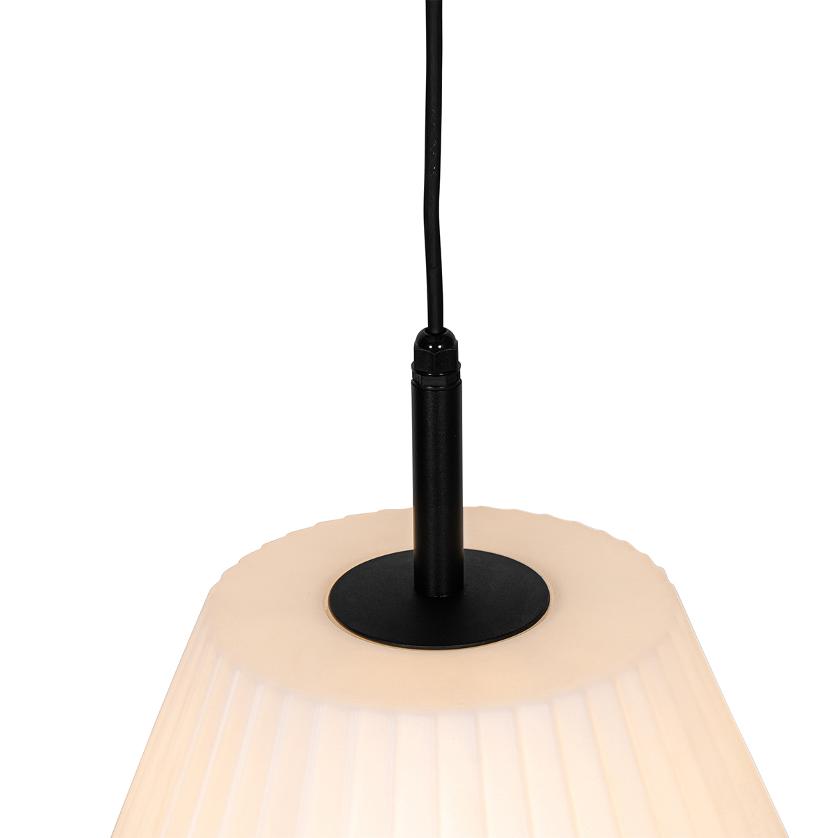 Lámpara colgante moderna de exterior negra con pantalla blanca 33 cm IP44 - Robbert