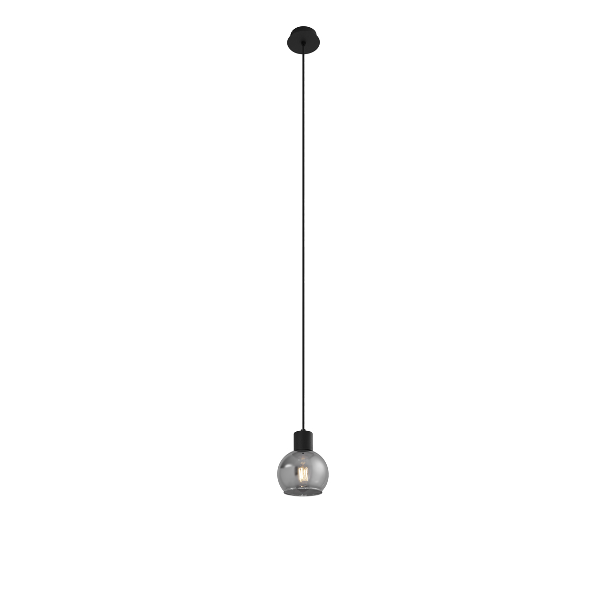 Lampada a sospensione Art Déco nera con vetro fumé - VIDRO