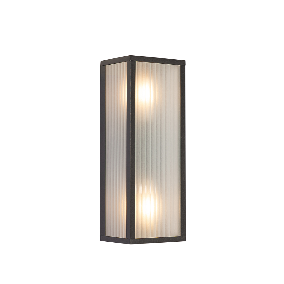 Lámpara de pared inteligente para exterior negra con cristal acanalado con 2 Wifi A60 - Charlois
