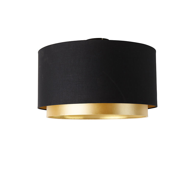 Modern Ceiling Light Black with Gold 47 cm Duo Shade - Combi