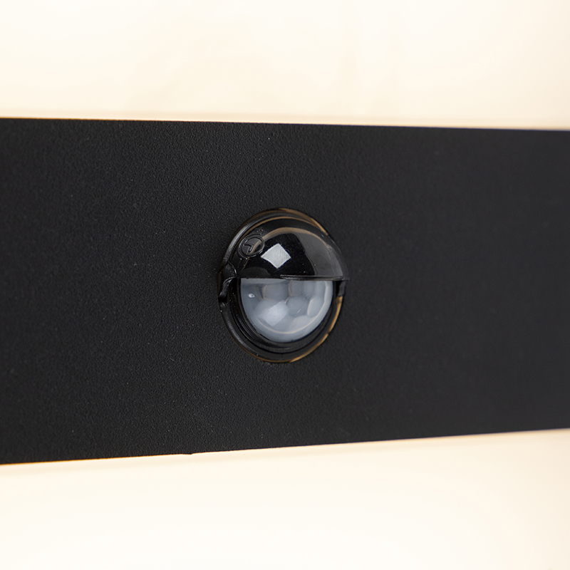 Lámpara de pared exterior negra IP44 con LED y sensor de movimiento - Dualy