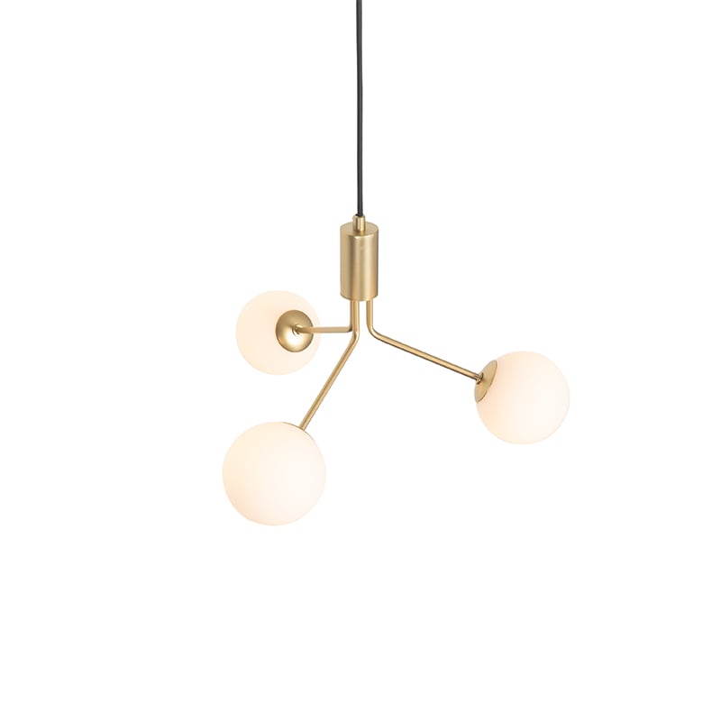 Art Deco Pendant Light Gold with Opal Glass 3-Light - Coby