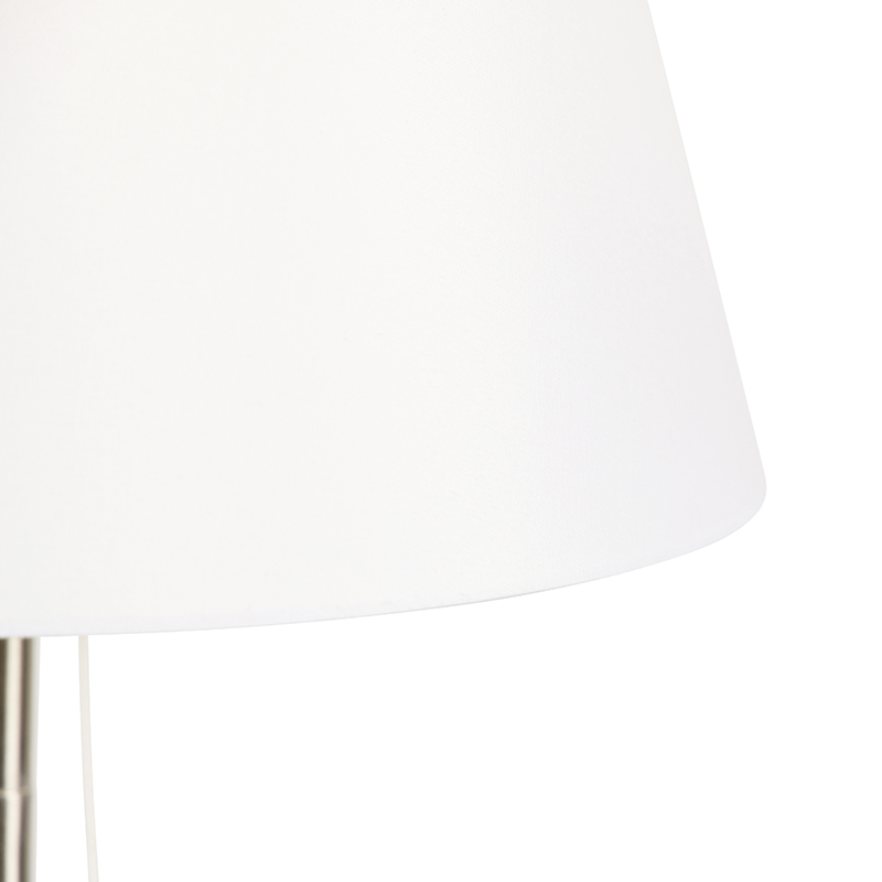 Lampada da terra in acciaio con paralume in tessuto bianco e braccio regolabile - Ladas Deluxe