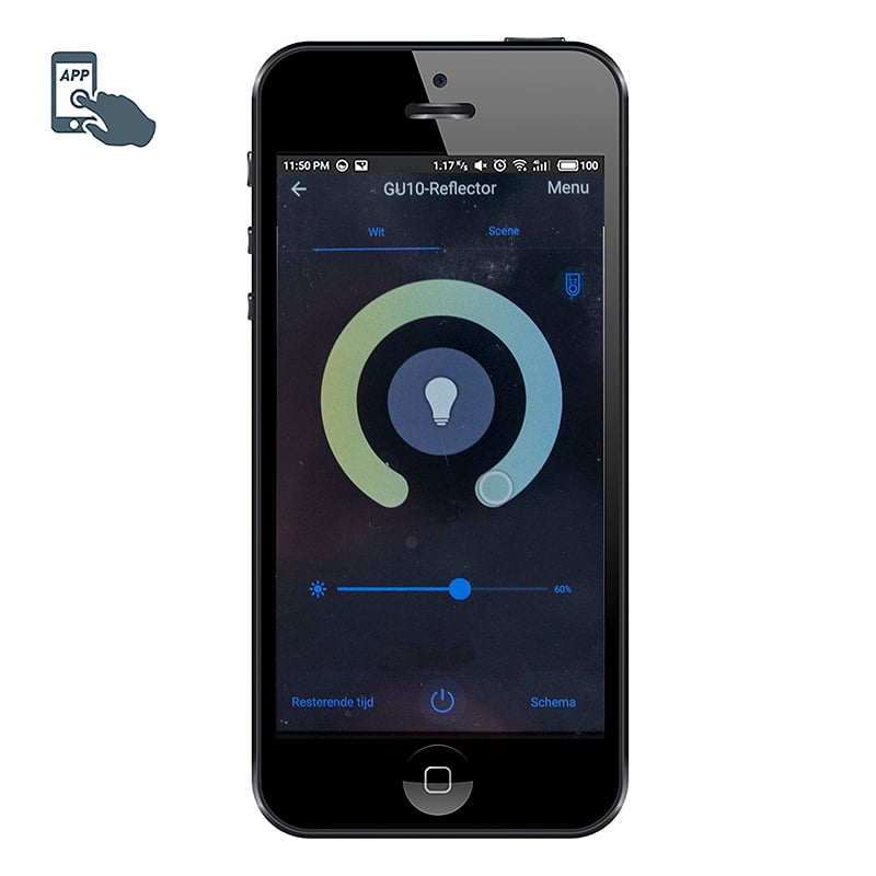 Spot moderne intelligent noir avec WiFi GU10 - Tuba
