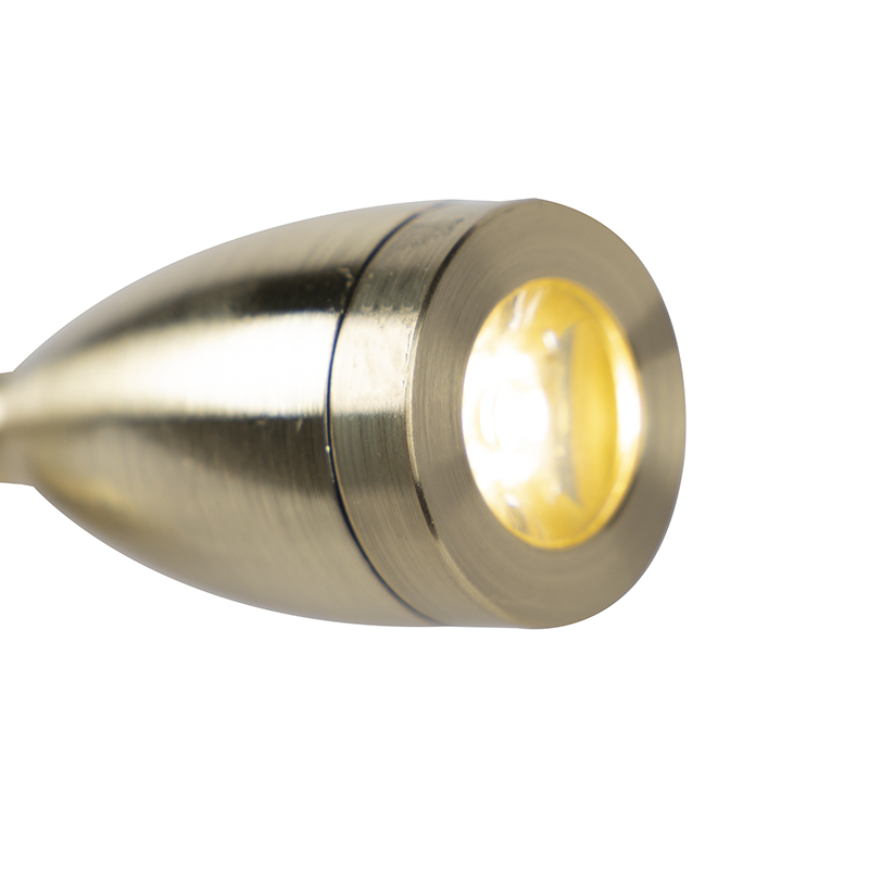 Art deco wall lamp gold with USB and flexarm Brescia Combi