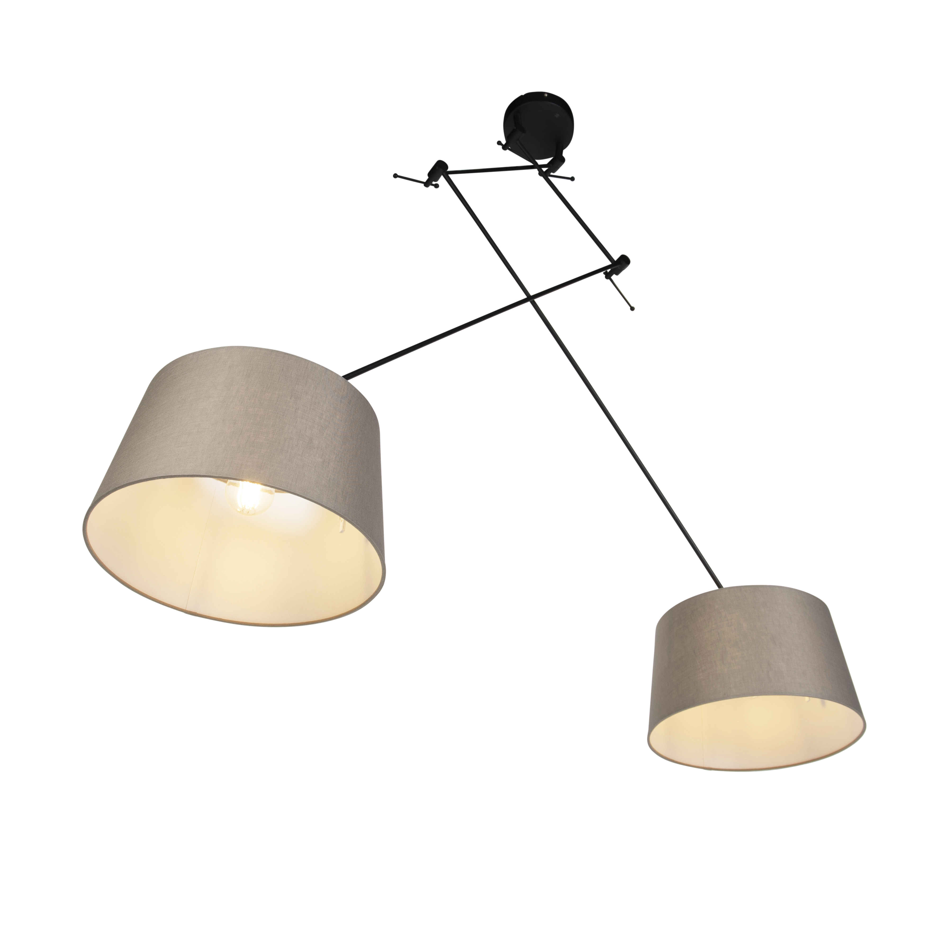 Lámpara colgante negra con pantallas de lino color topo 35 cm 2 luces - Blitz