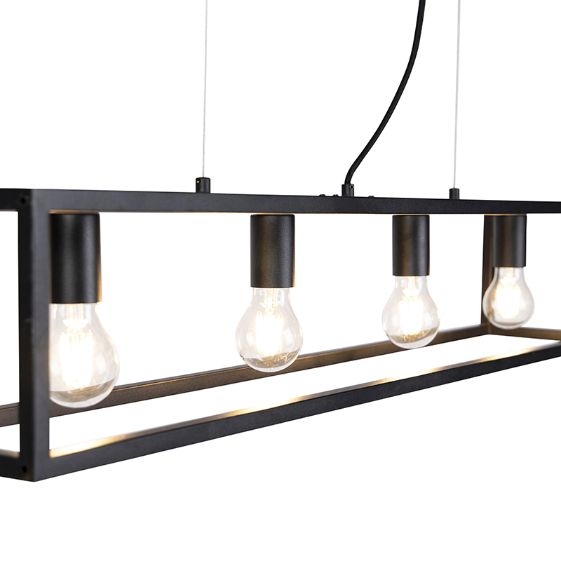Industrial Pendant Lamp Black 4-Lights - Cage 4