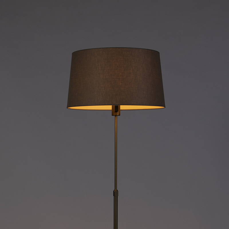 Lampadaire en bronze avec abat-jour en lin taupe 45 cm réglable - Parte