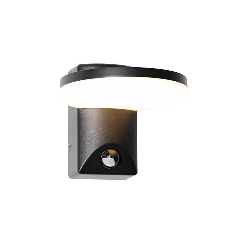 Lámpara de pared exterior negra con LED IP54 sensor de movimiento - Esmee