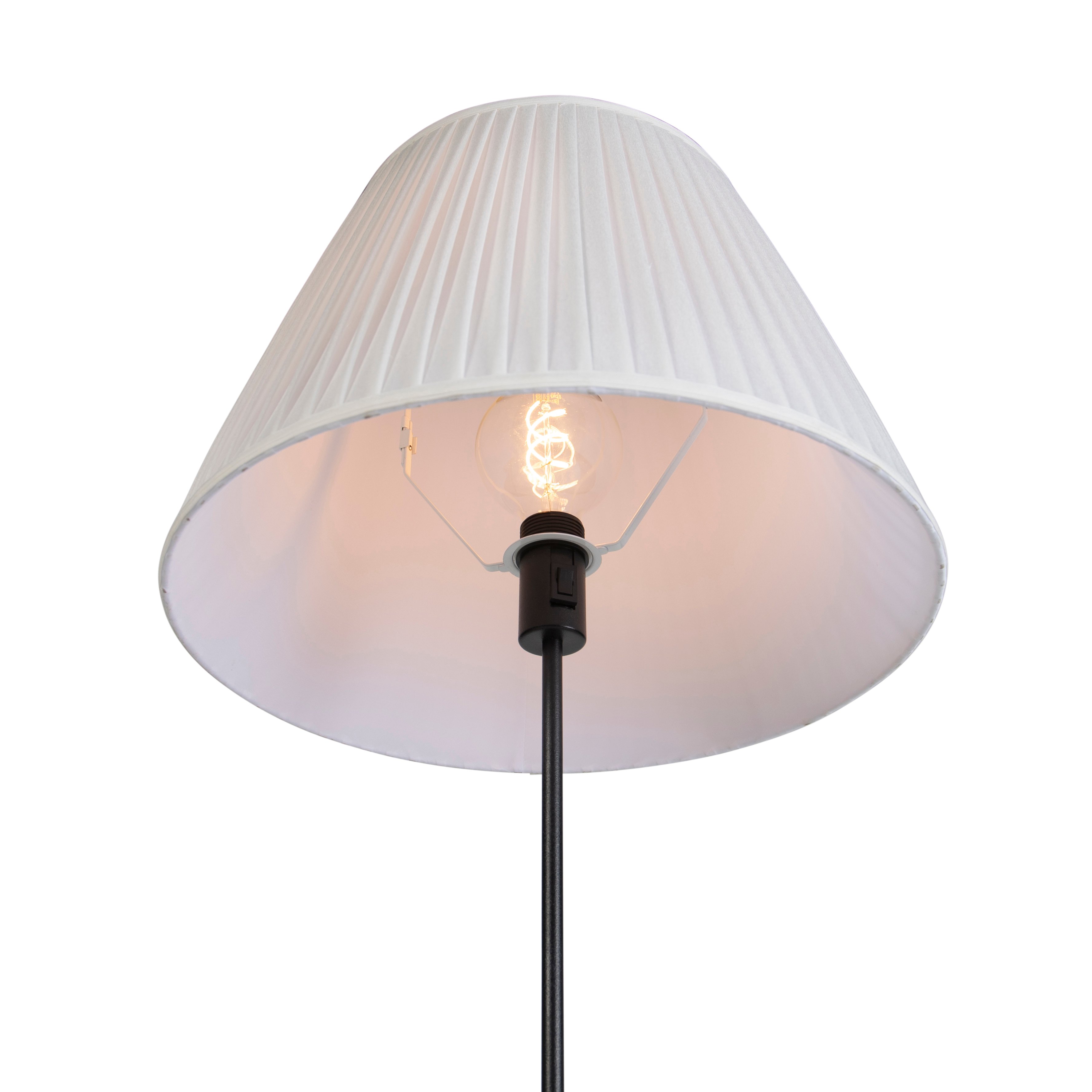 Floor Lamp Black with Pleated Cream Lampshade 45 cm Adjustable - Parte