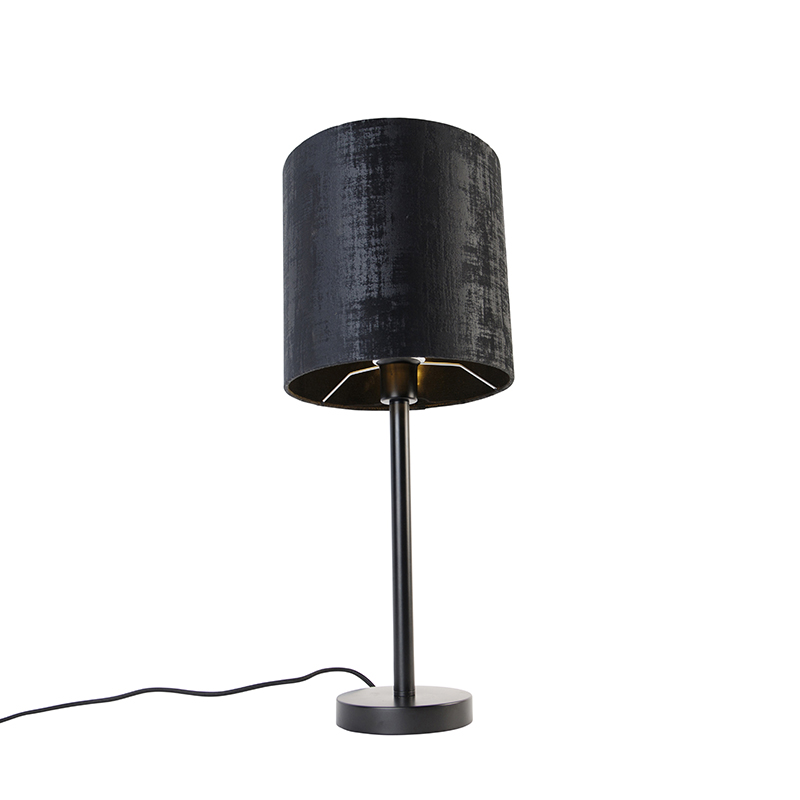 Modern Table Lamp Black with Black Lampshade 25 cm - Simplo