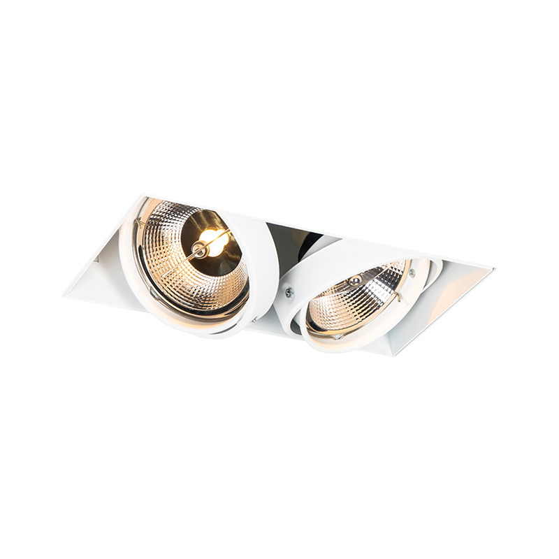 Faretto da incasso bianco GU10 AR111 senza cornice 2 luci - Oneon
