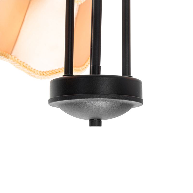 Plafoniera classica nera con paralume oro 3 luci - Nona