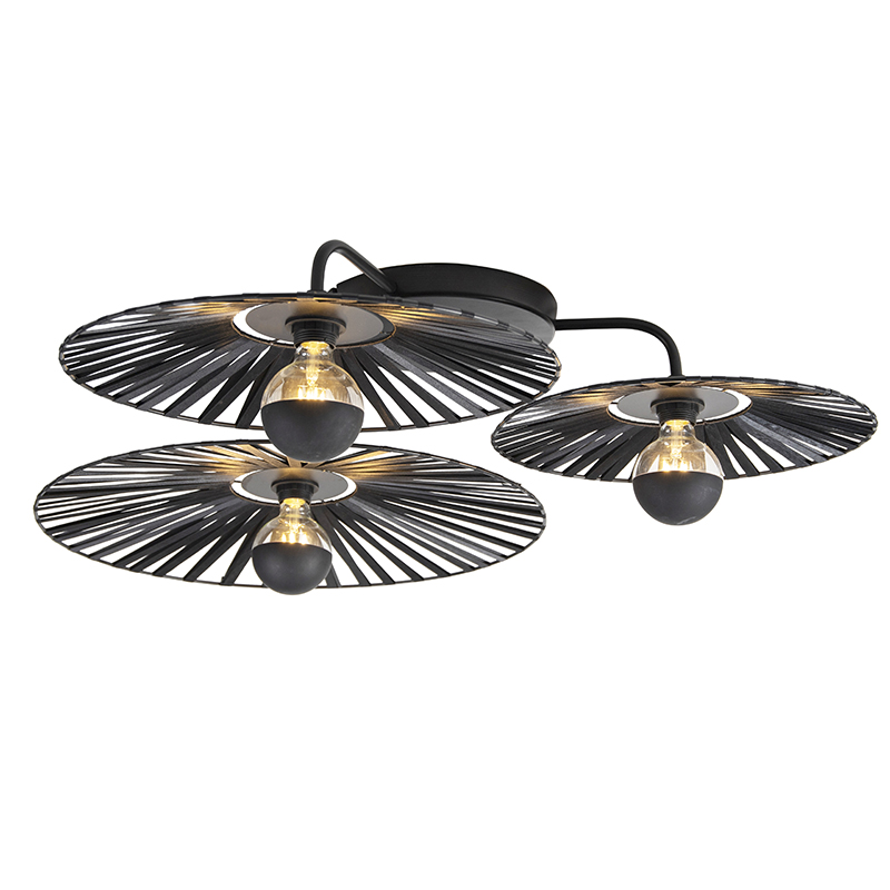 Rustic Ceiling Light Black 3-Light - Leia