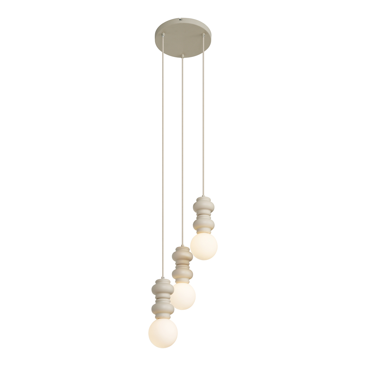 Lámpara colgante retro beige con cristal esmerilado de 3 luces - Fedde
