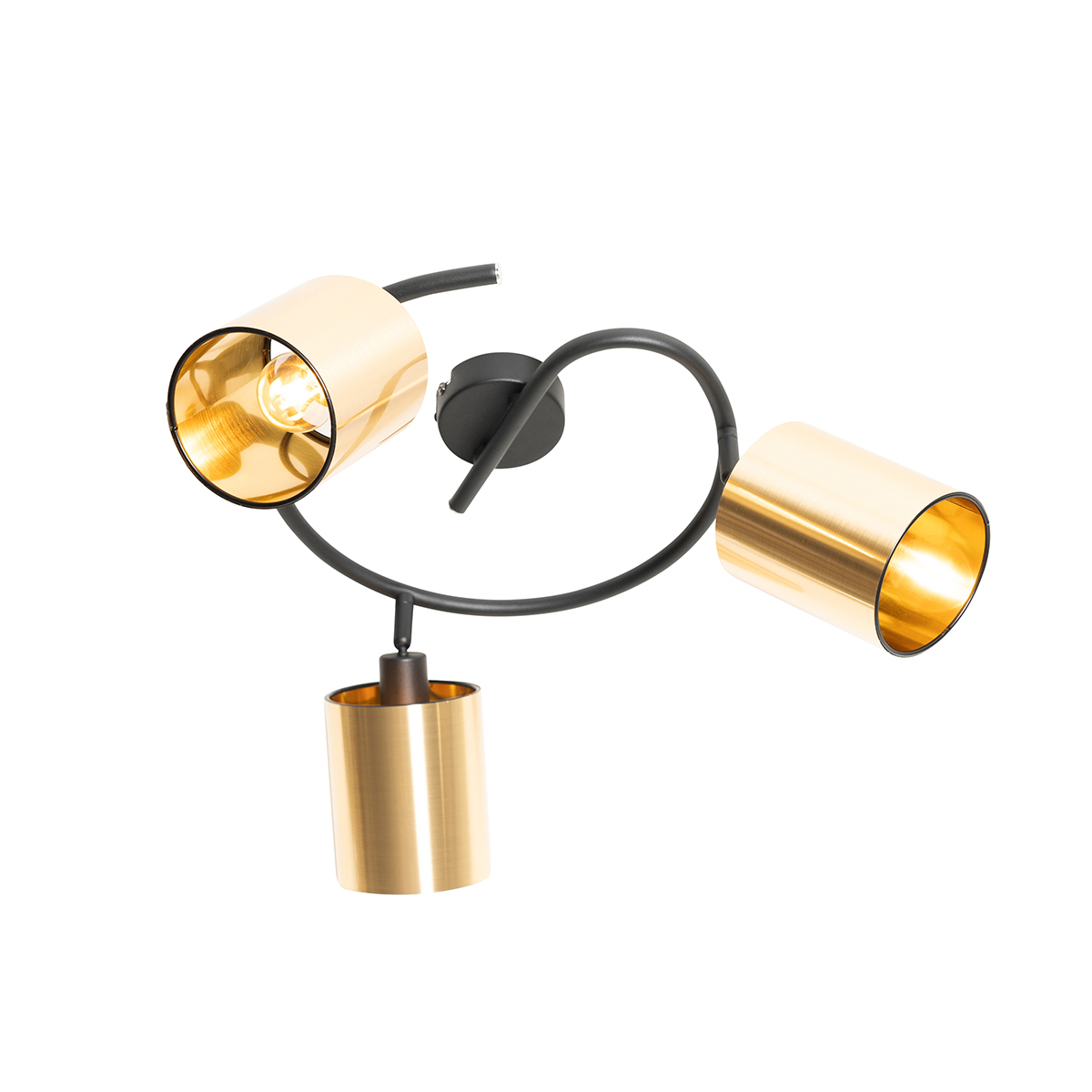 Moderne Deckenleuchte schwarz mit goldenem 3-Licht - Lofty