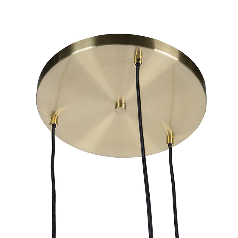 Art Deco Pendant Light Brass with Black Glass 3-Light - Pallon