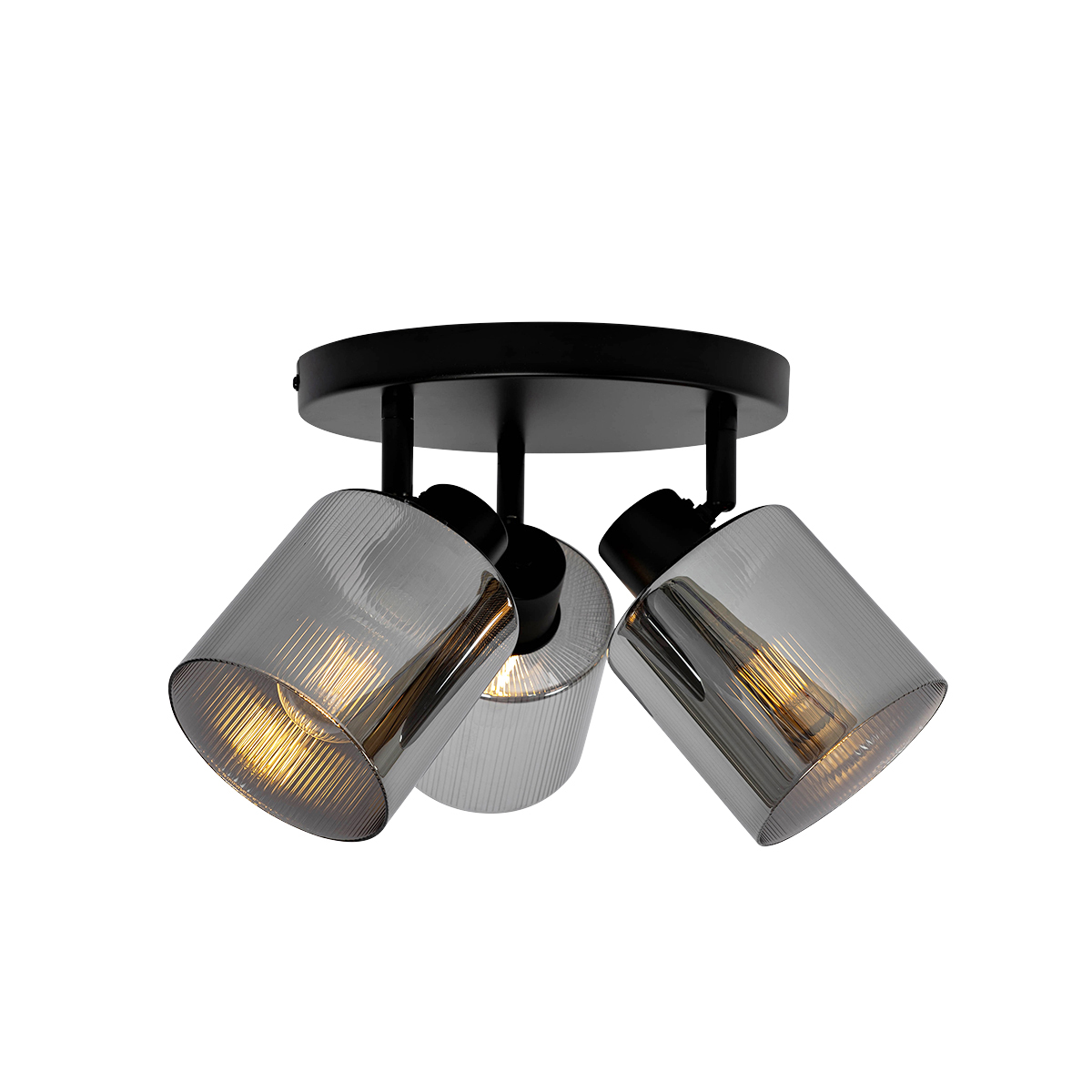 Ceiling Spot Black with Smoke Glass Round 3-Light Adjustable - Laura