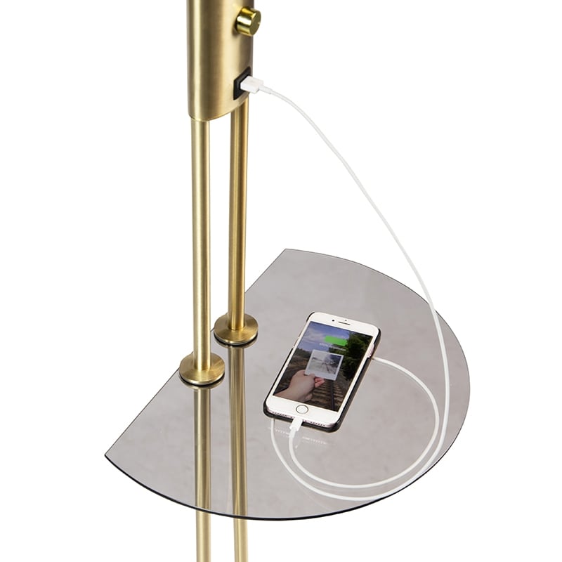 QAZQA Sevilla - LED Dimmable Lampadaire Avec Lampe De Lecture Moderne Variateur Inclus - 1 Lumière - H 180 Cm - Doré/Laiton - Moderne - Éclairage Intérieur - Salon I Chambre -Éclairage Domestique AAHKMJXYDAFdJAOAIMEbOAchCWMN0H80tUgiXh1LMKm kPKpk1iBb S XpwLLfXywFLAEJllLX08Ini8SJKIX mcMlF2nnL