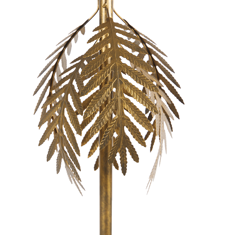 Lámpara de pie dorada 145 cm con pantalla de terciopelo negro 50 cm - Botanica