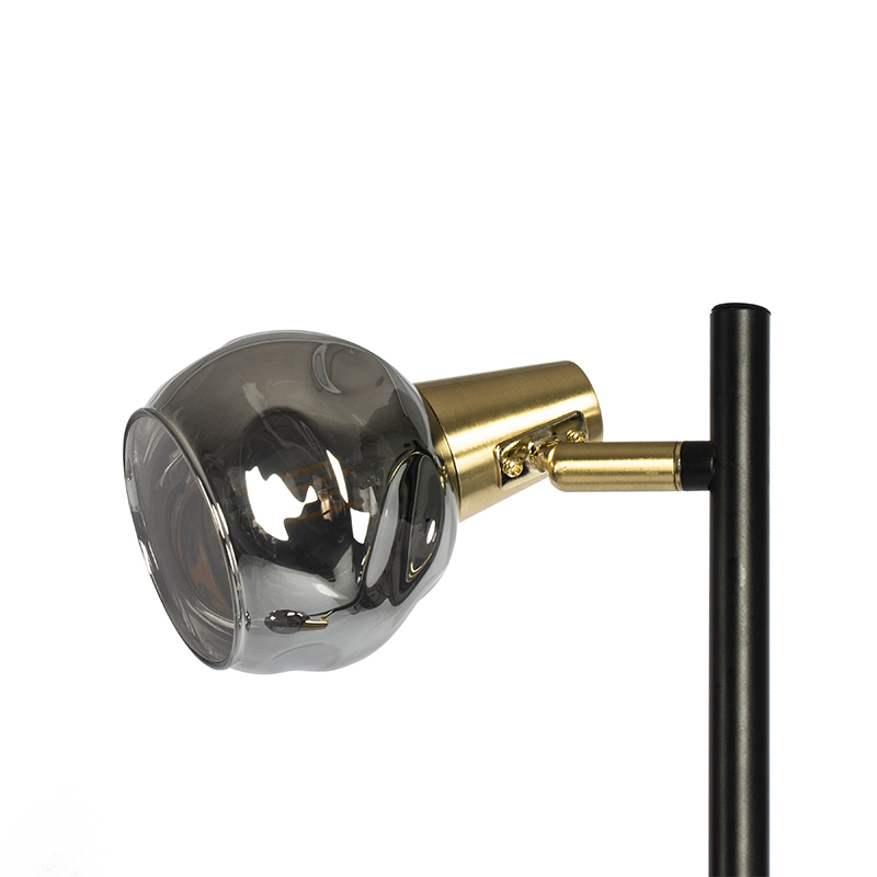 Lampada da terra Art Déco nera e oro con vetro fumé 3 luci - VIDRO