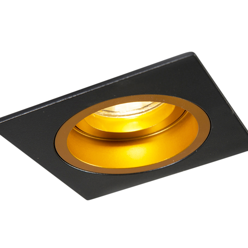 Set mit 6 Einbauspots Schwarz mit Gold 9,3 cm Drehbar und Kippbar - Chuck