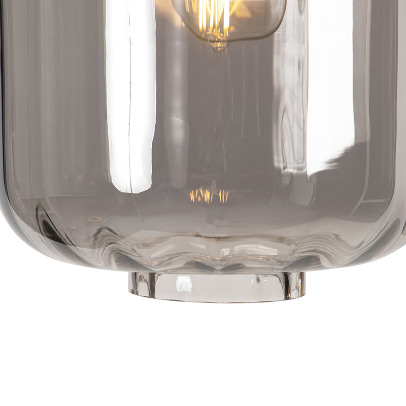 Lámpara colgante de diseño negra con cristal ahumado 3 luces 226 cm - Qara