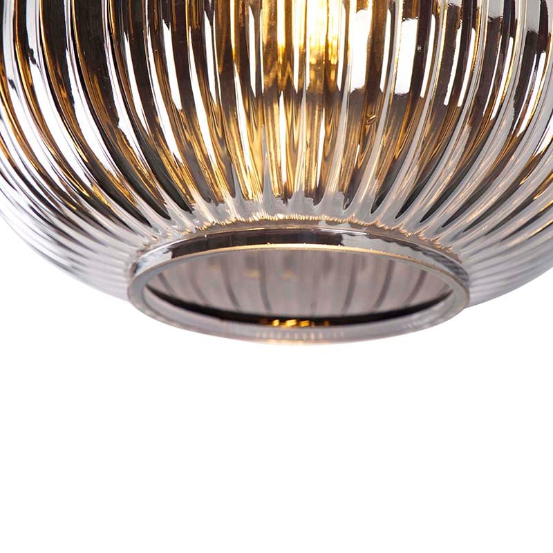 Art Deco Ceiling Light Black with Smoke Glass - Karel