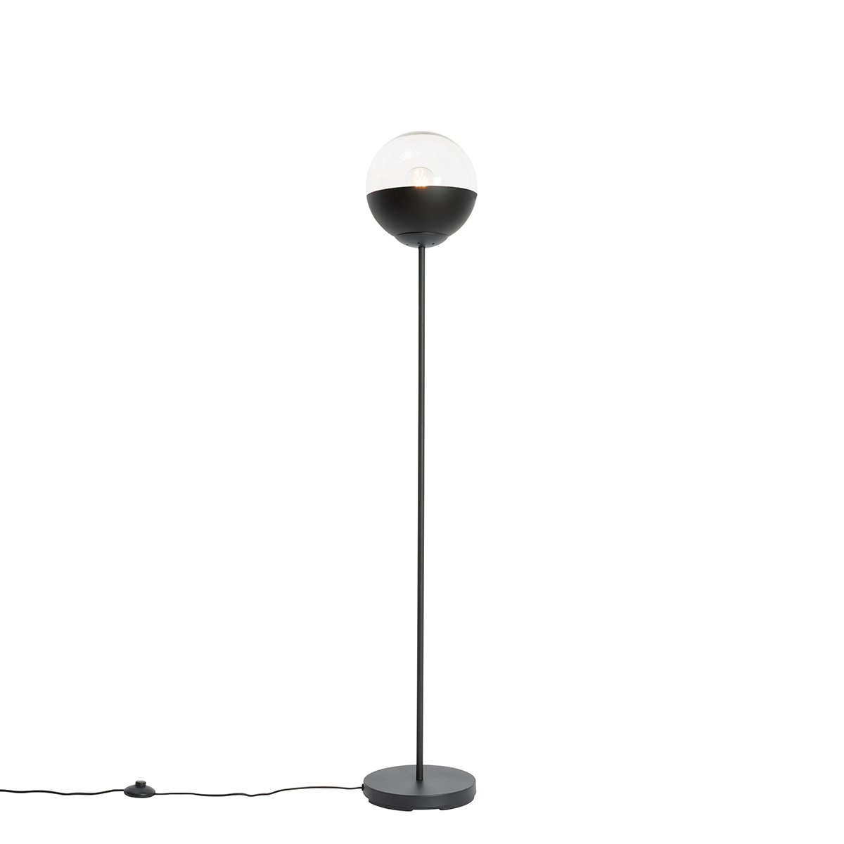 Lampadaire rétro noir avec verre clair - Eclipse