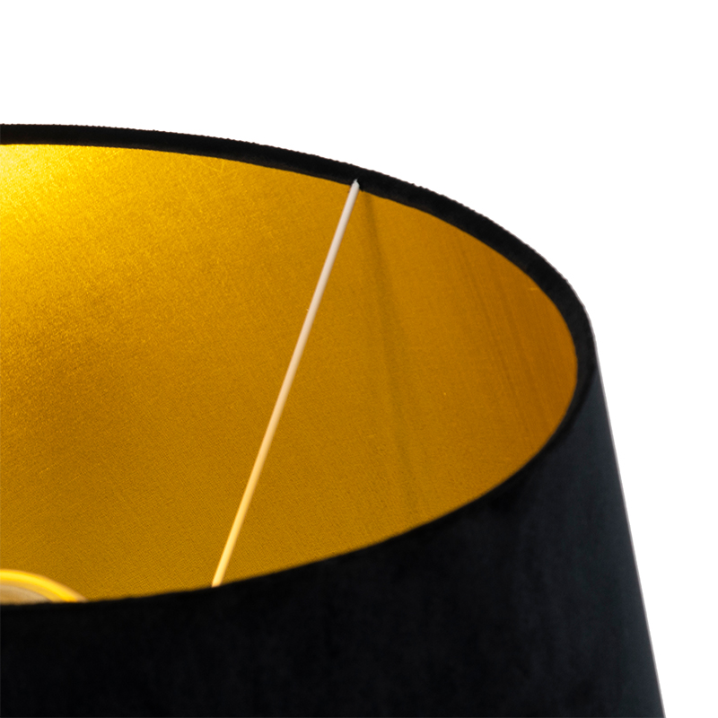 Lampadaire avec abat-jour de 45 cm noir avec intérieur doré - Classico