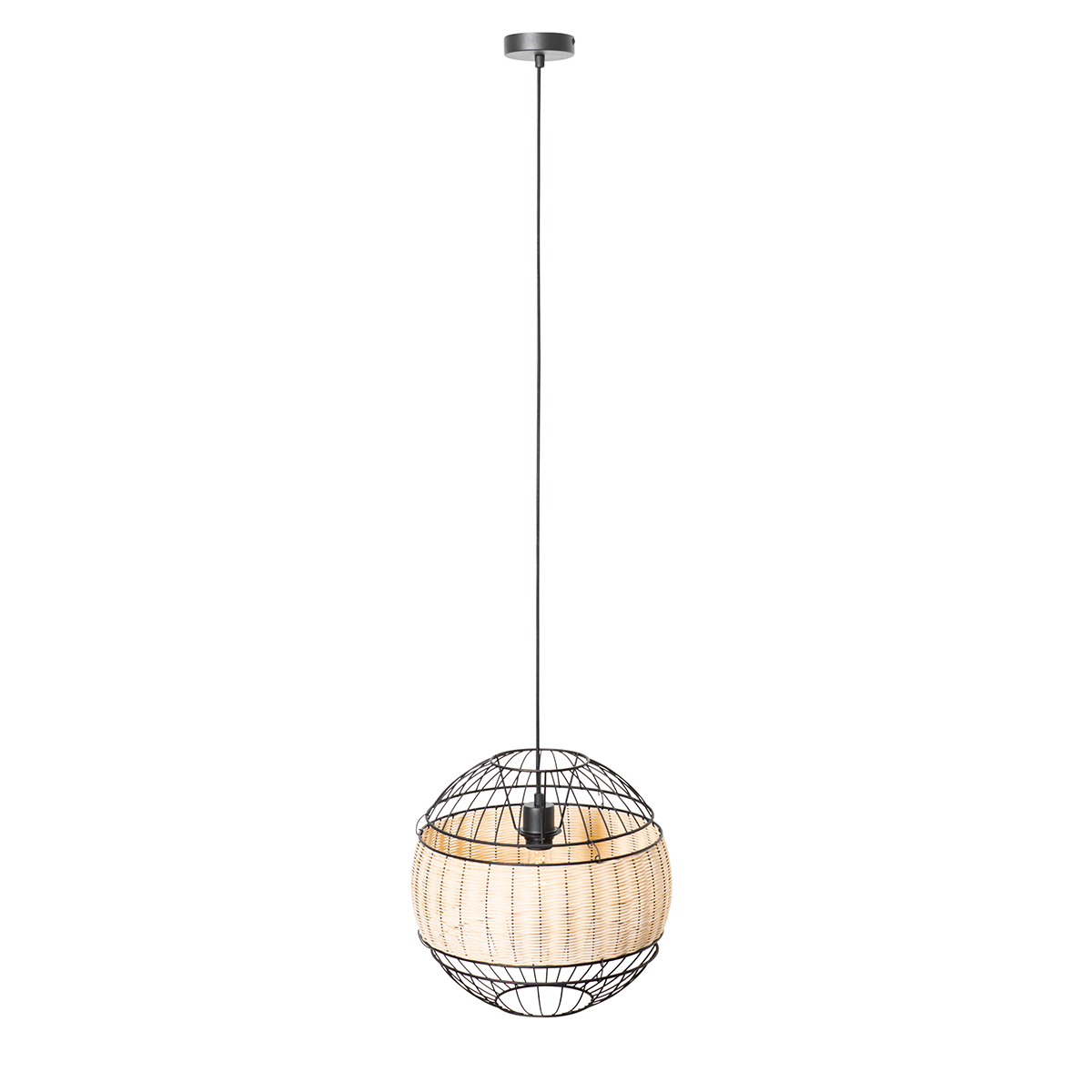 Suspension orientale noire avec rotin 38 cm - Emir