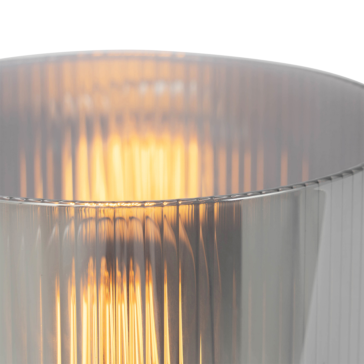 Lámpara de mesa Art Deco negra con cristal ahumado - Laura