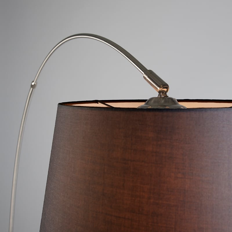 Lampe à arc moderne en acier avec abat-jour en tissu noir - Arc Basic