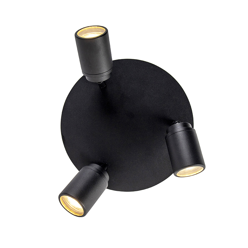 Foco moderno de baño negro 3 luces IP44 - Ducha