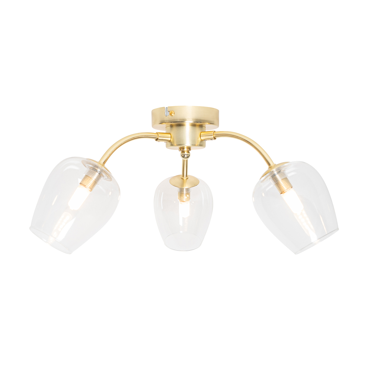 Plafoniera classica oro con vetro 3 luci - Elien