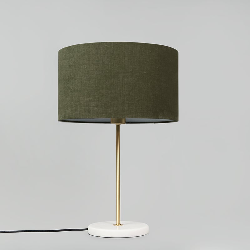 Brass table lamp with green shade 35 cm Kaso