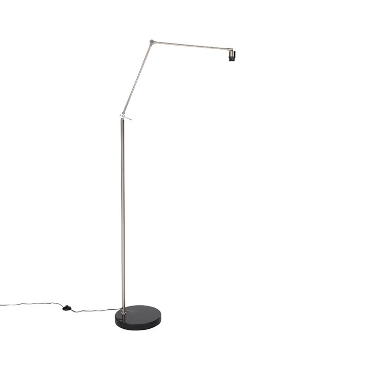 Lampadaire moderne en acier avec abat-jour en lin noir 45 cm - Editor
