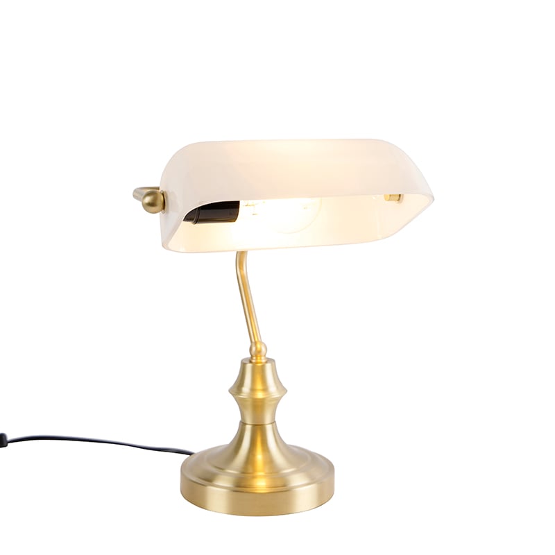 Lampe de notaire classique dorée avec verre opale - Banker