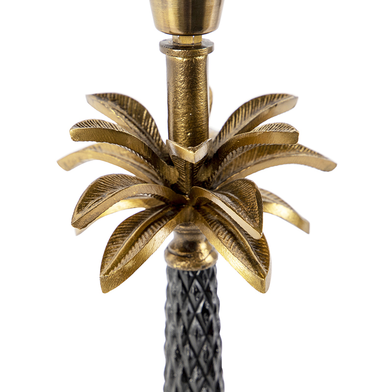 Lámpara de mesa Art Deco bronce con pantalla negra 35 cm - Areka