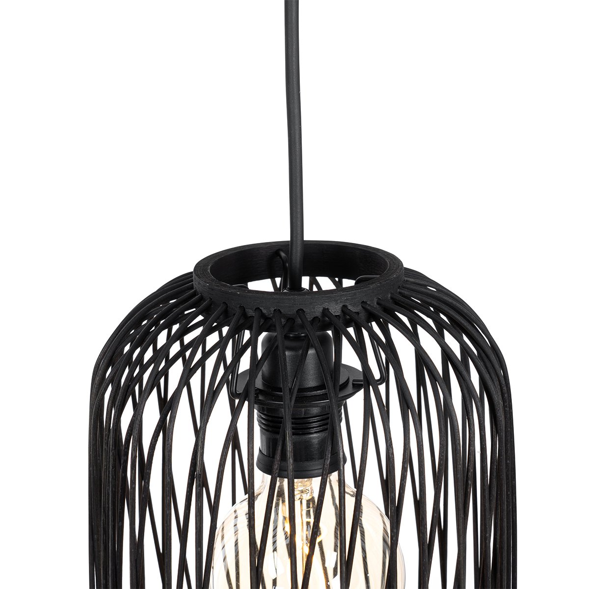 Suspension d'extérieur rustique en rotin noir 3 lumières - Calamus