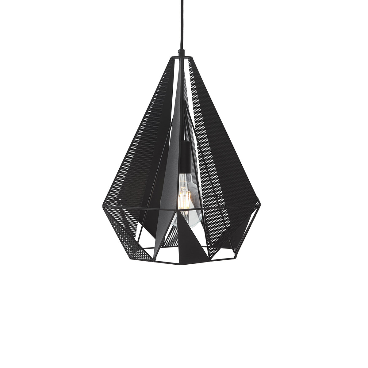 Suspension industrielle noire avec grille - Carcass